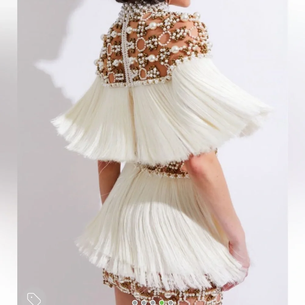 PatBO NWT Hand Beaded Fringe Dress - Picture 2 of 4